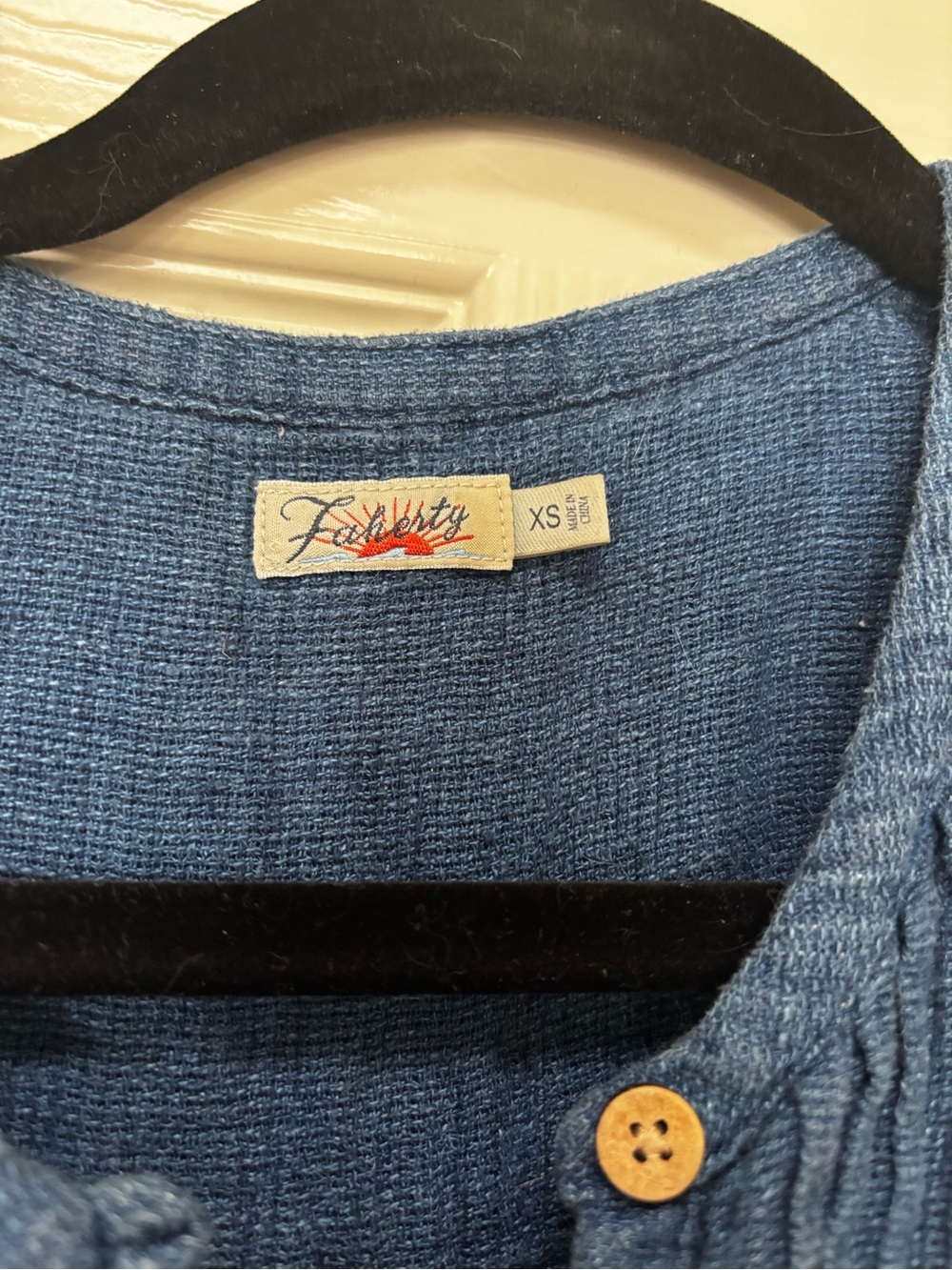 Faherty Navy Blue Linen Midi Dress - Picture 3 of 4